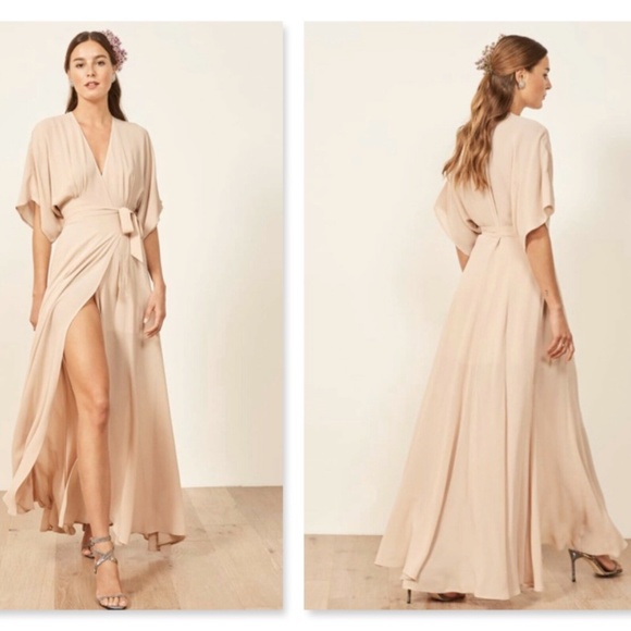 champagne color maxi dress